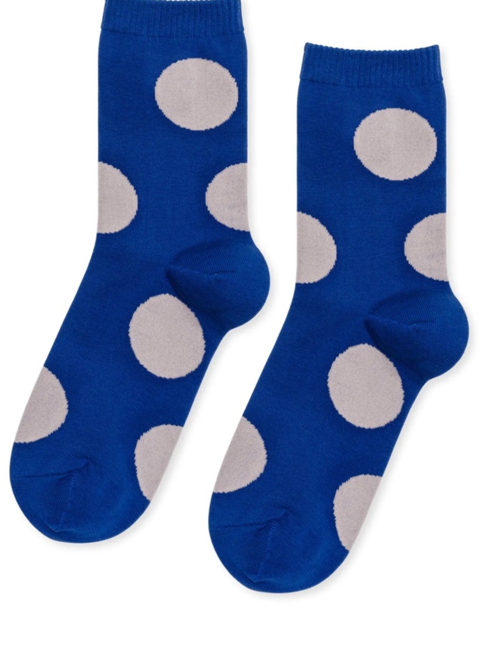 Hansel from Basel Rie Polka Dot Crew Socks royal blue light tan new with tags